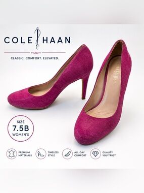 Cole Haan Magenta Textured Leather Pumps | Women’s Size 7.5B